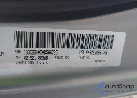 2010 Dodge Caliber Mainstreet z USA, uszkodzony, nr VIN 1B3CB3HA5AD566785